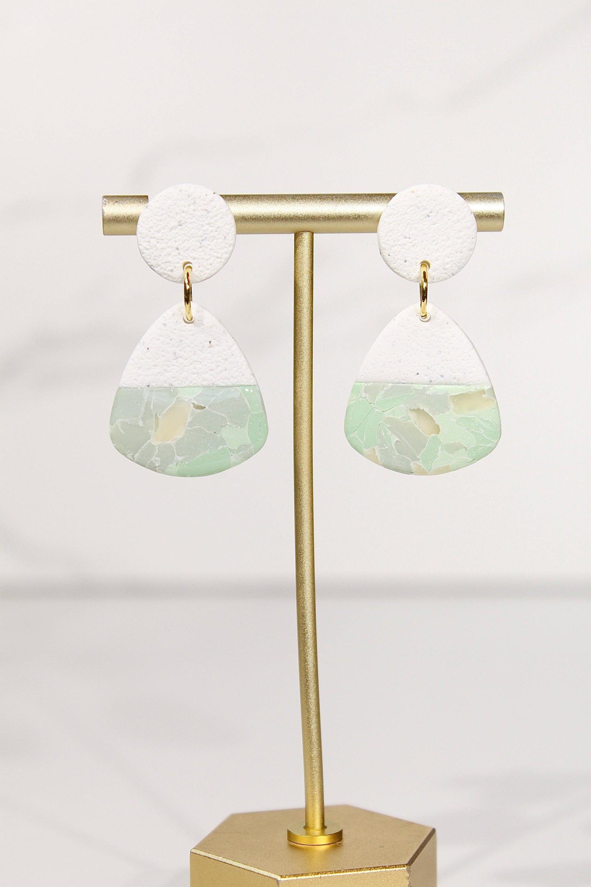 Sorbet Marble Sage Statement Earrings | Handmade Polymer Clay Earrings