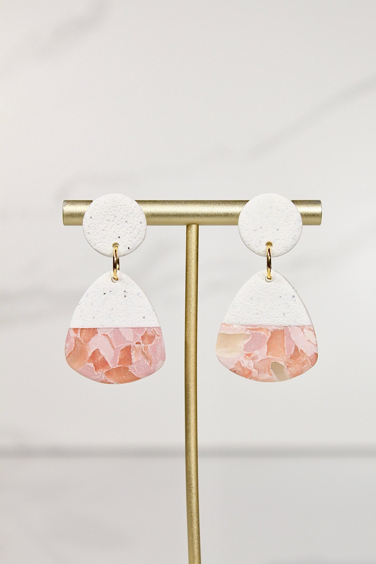 Sorbet Marble Blush Statement Earrings | Handmade Polymer Clay Earrings