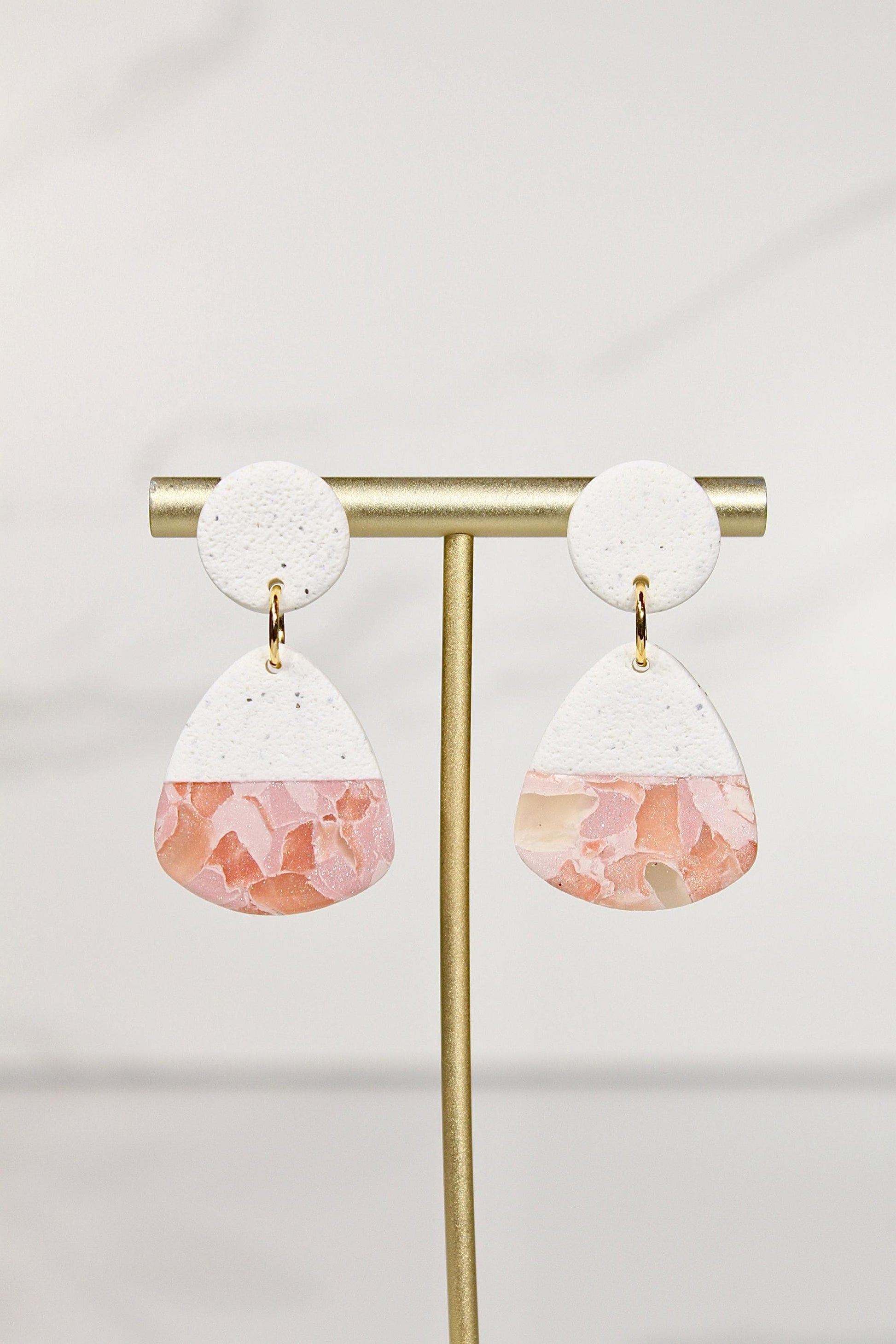 Sorbet Marble Blush Statement Earrings | Handmade Polymer Clay Earrings