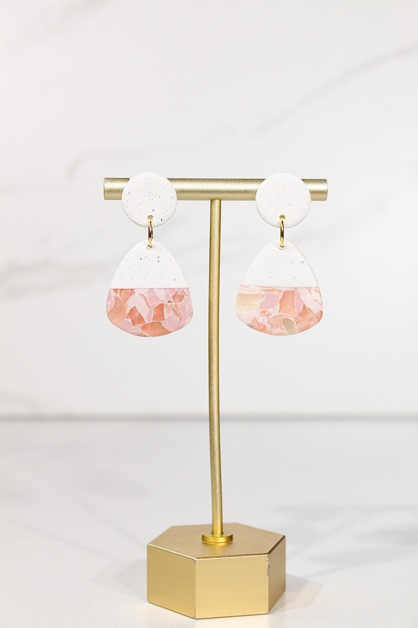 Sorbet Marble Blush Statement Earrings | Handmade Polymer Clay Earrings