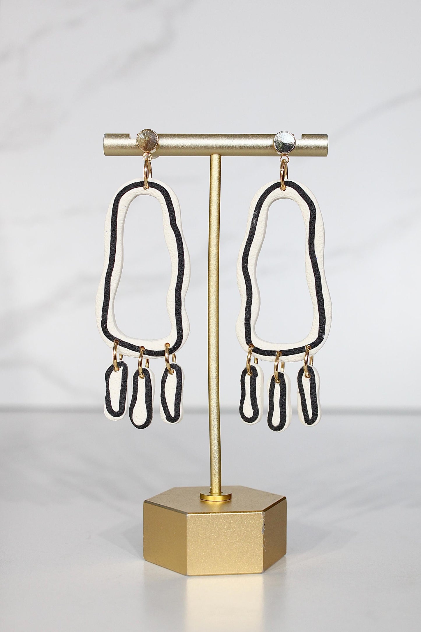 Clay Dangle Earrings - Geometric Modern Design, Handmade Lightweight Hypoallergenic Polymer Jewelry, Statement Accessory Multiple Colors
