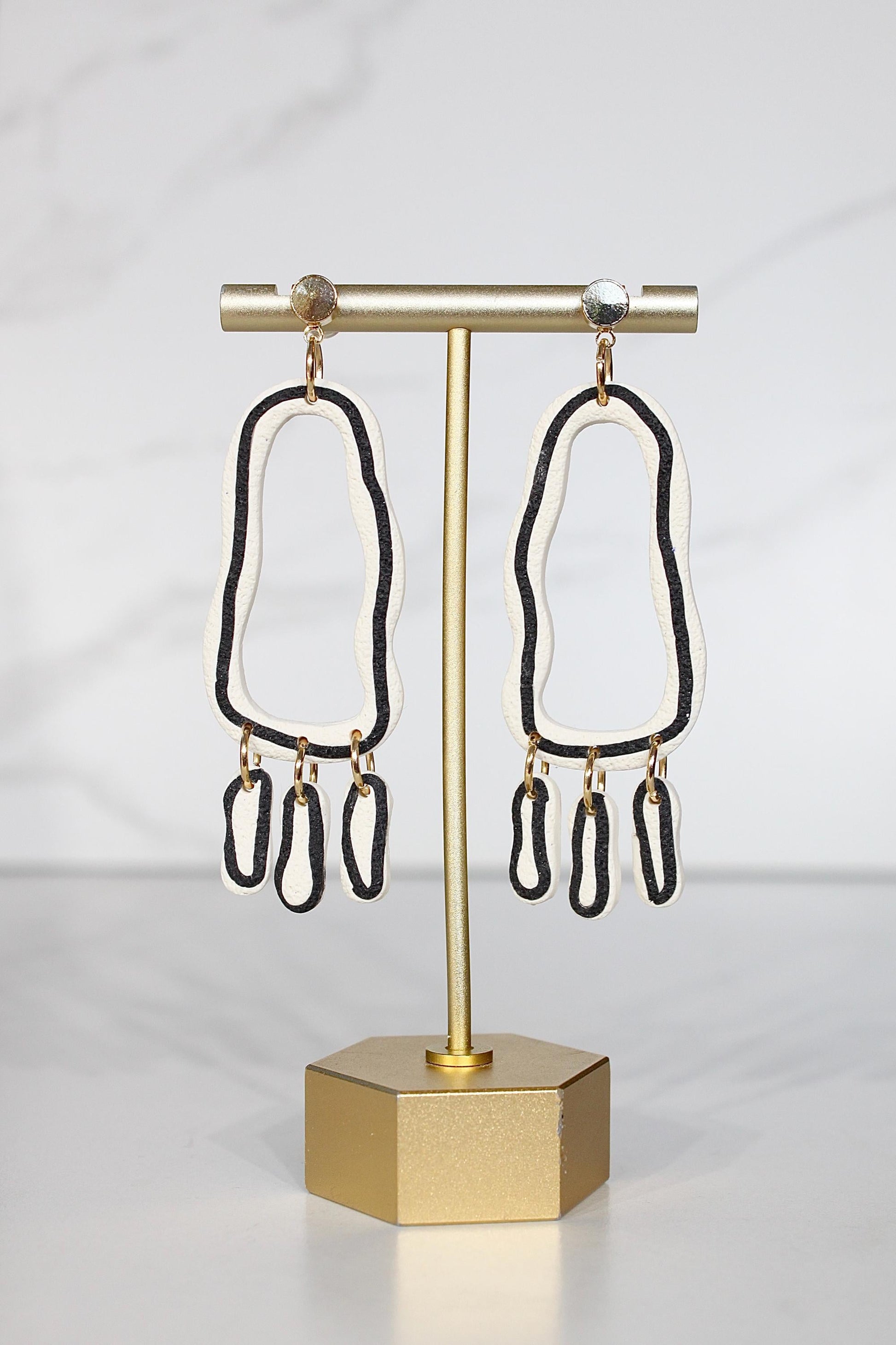 Clay Dangle Earrings - Geometric Modern Design, Handmade Lightweight Hypoallergenic Polymer Jewelry, Statement Accessory Multiple Colors