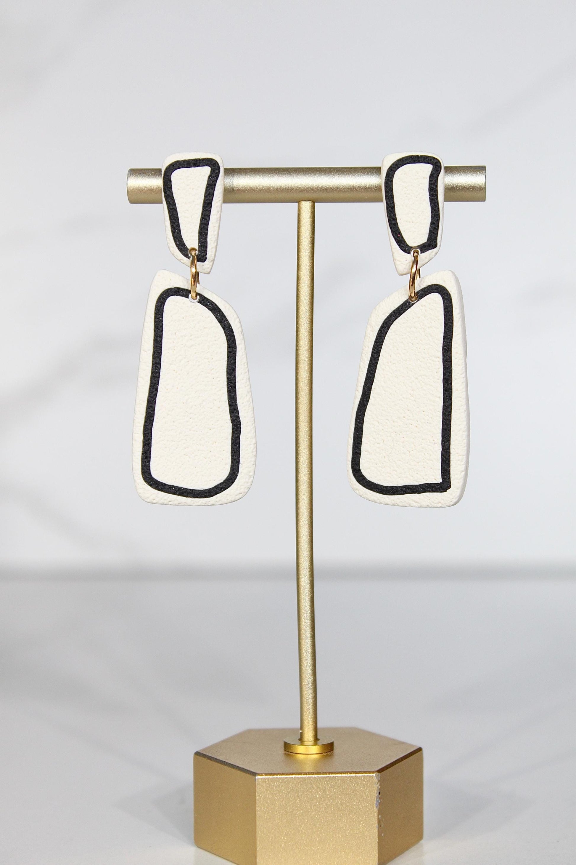 Clay Dangle Earrings - Geometric Modern Design, Handmade Lightweight Hypoallergenic Polymer Jewelry, Statement Accessory Multiple Colors