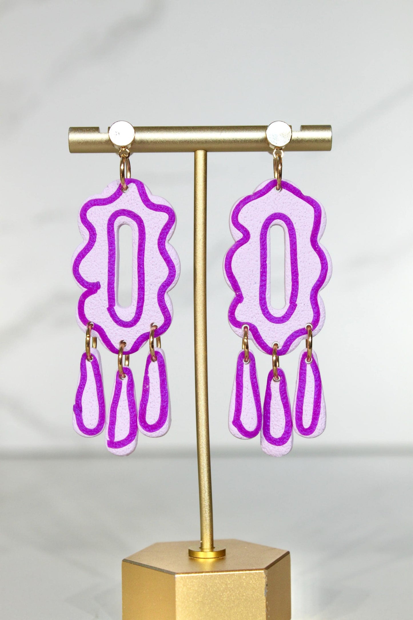Clay Dangle Earrings - Geometric Modern Design, Handmade Lightweight Hypoallergenic Polymer Jewelry, Statement Accessory Multiple Colors