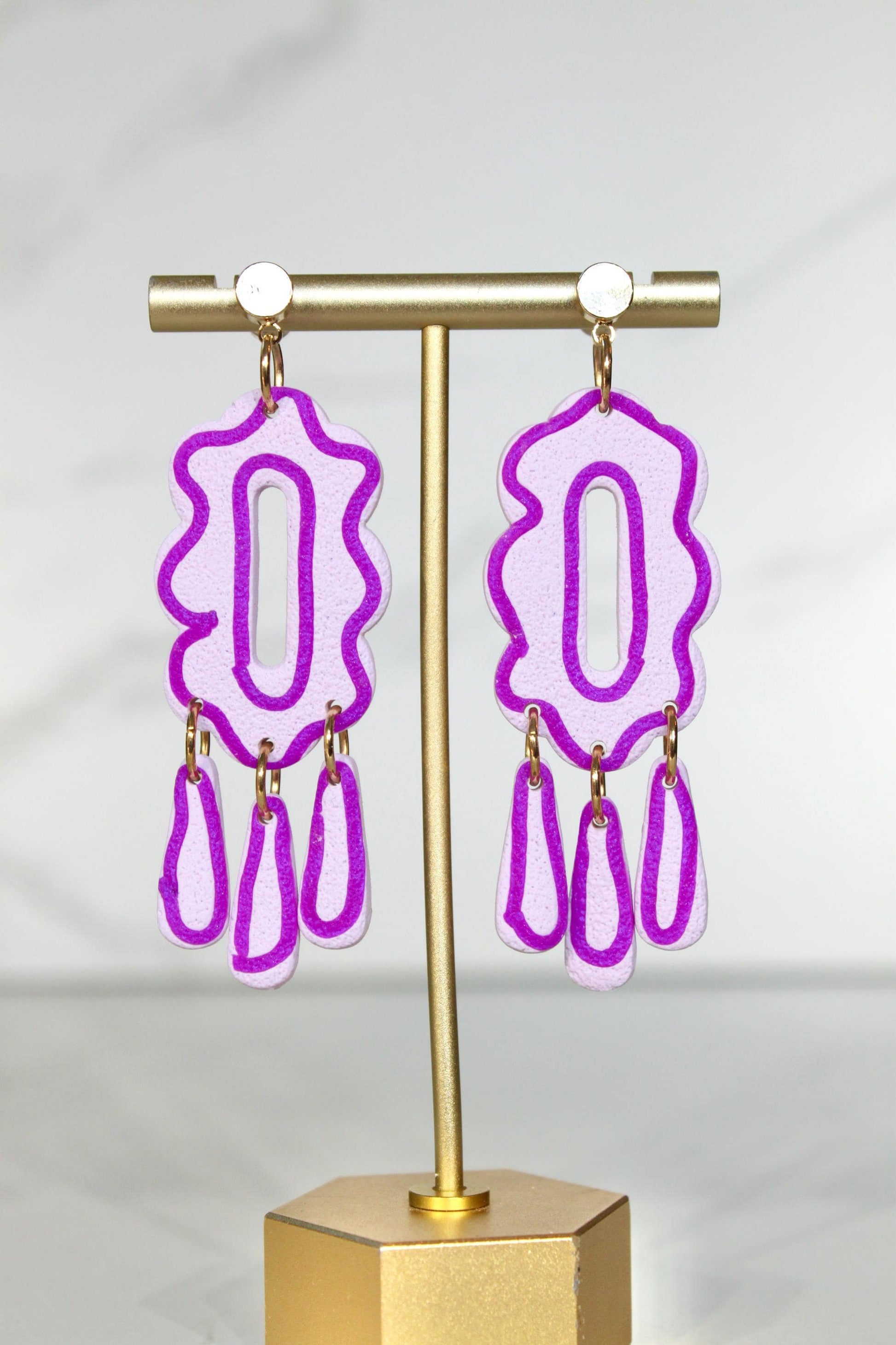 Clay Dangle Earrings - Geometric Modern Design, Handmade Lightweight Hypoallergenic Polymer Jewelry, Statement Accessory Multiple Colors