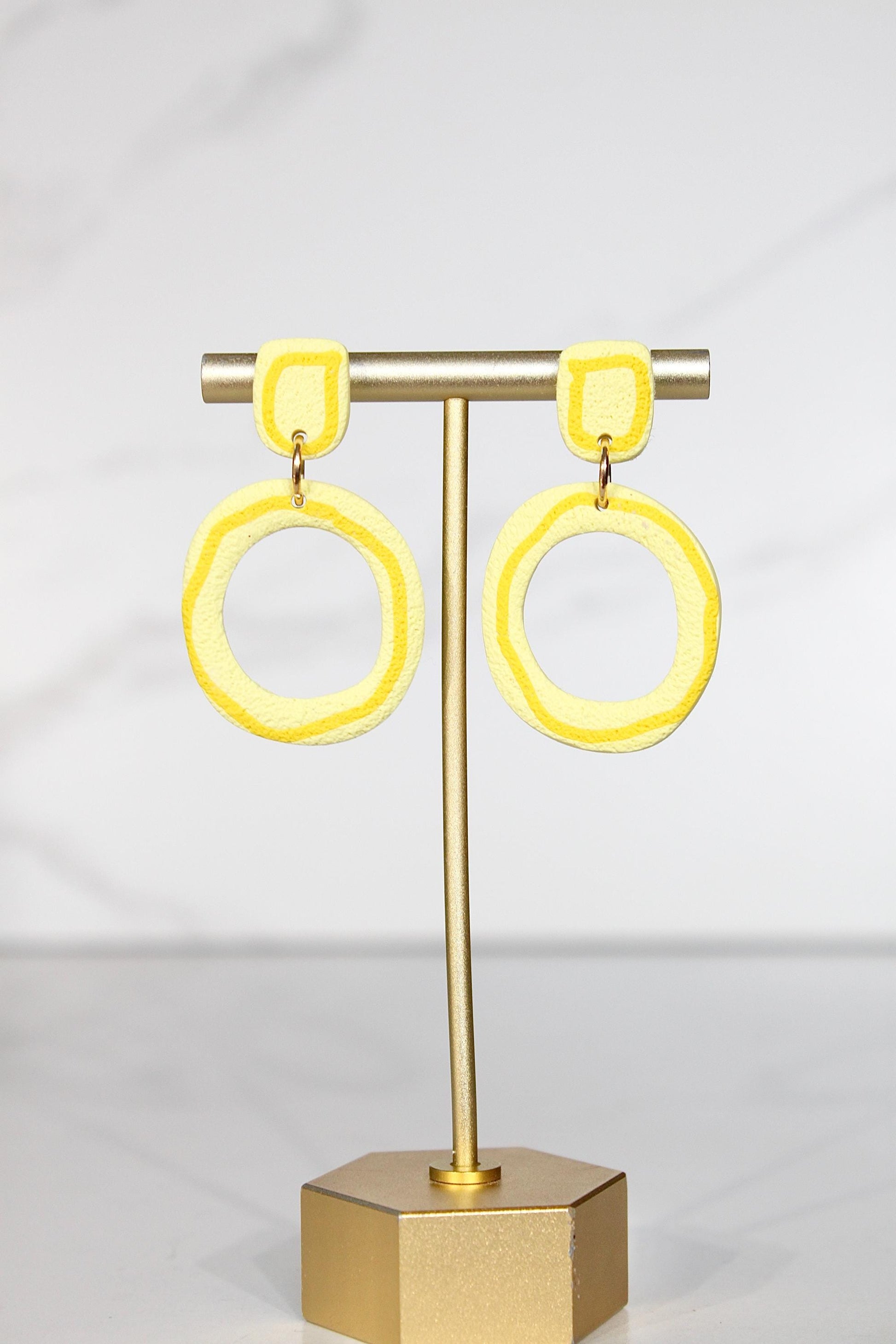 Handmade Polymer Clay Dangle Earrings – Geometric Modern Statement Accessory