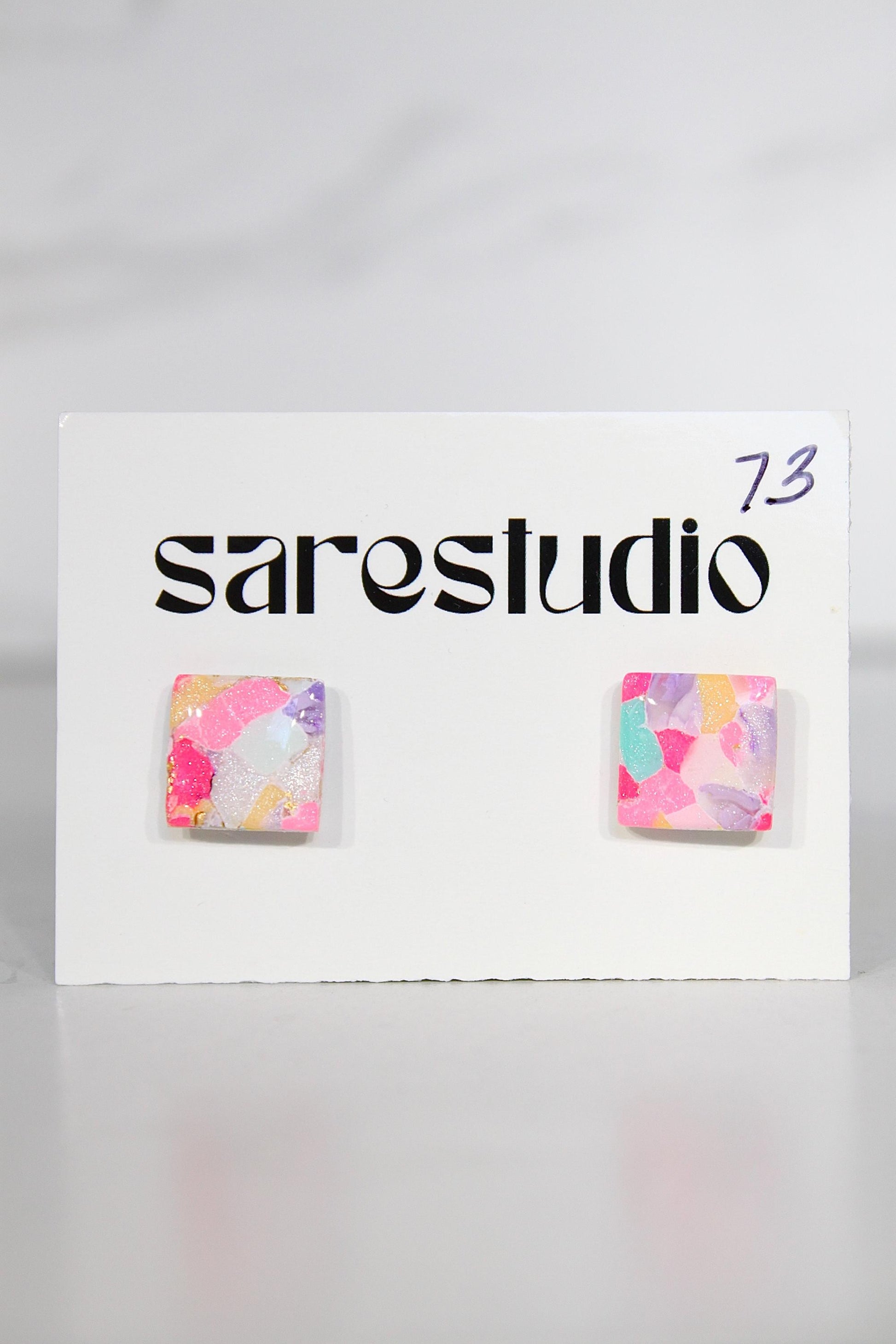 Confetti Marble Clay Stud Earrings – Lightweight Dainty Jewelry, Everyday Fun