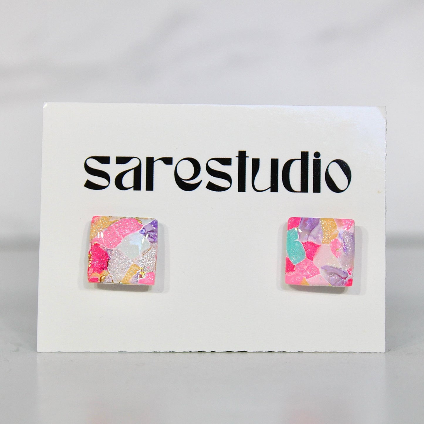 Confetti Marble Clay Stud Earrings – Lightweight Dainty Jewelry, Everyday Fun
