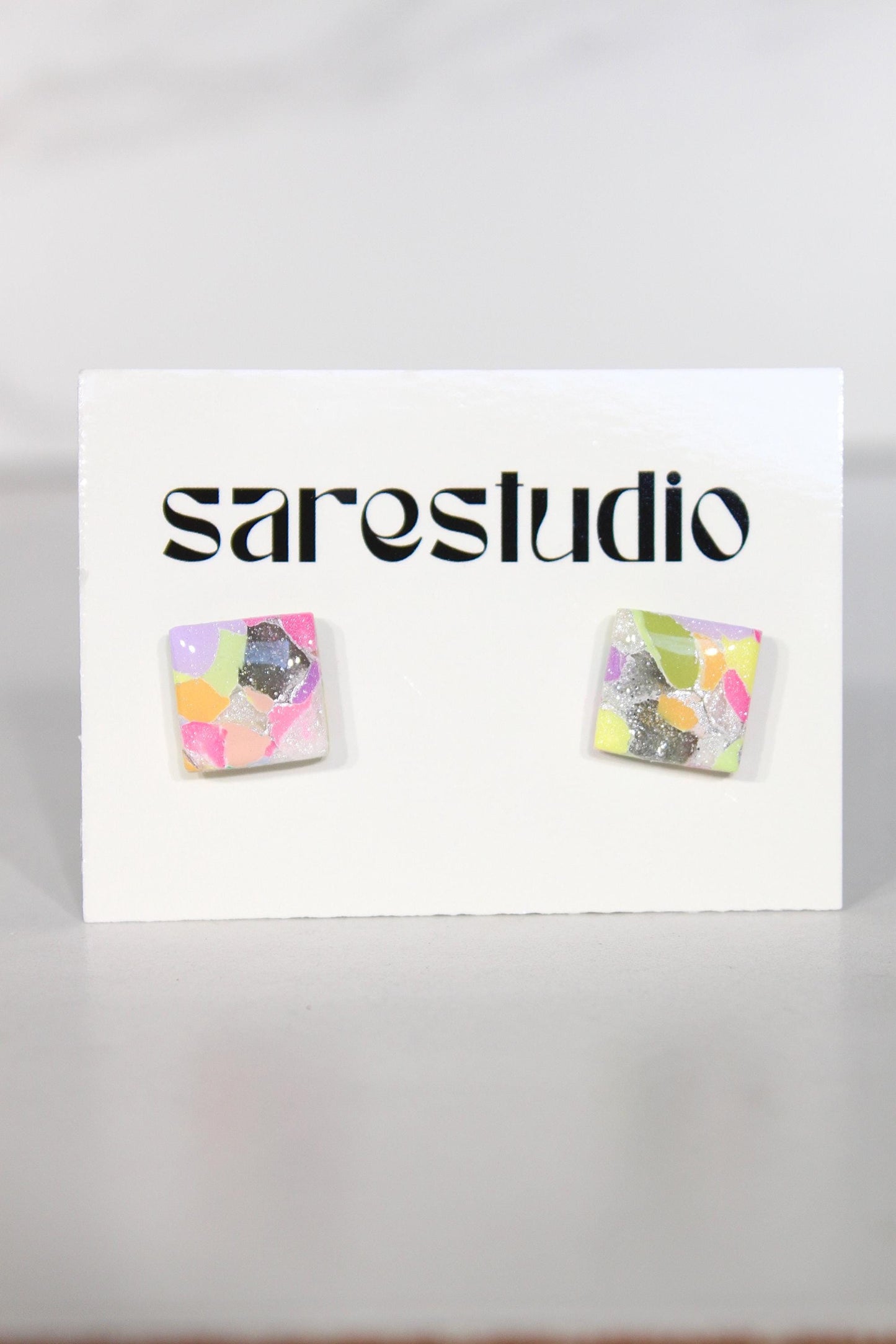 Confetti Marble Clay Stud Earrings – Lightweight Dainty Jewelry, Everyday Fun