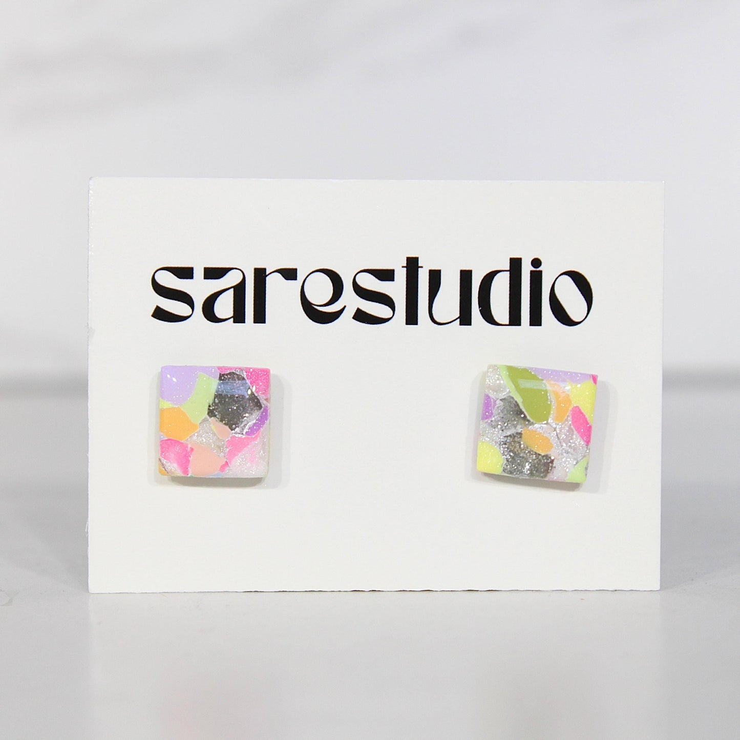 Confetti Marble Clay Stud Earrings – Lightweight Dainty Jewelry, Everyday Fun