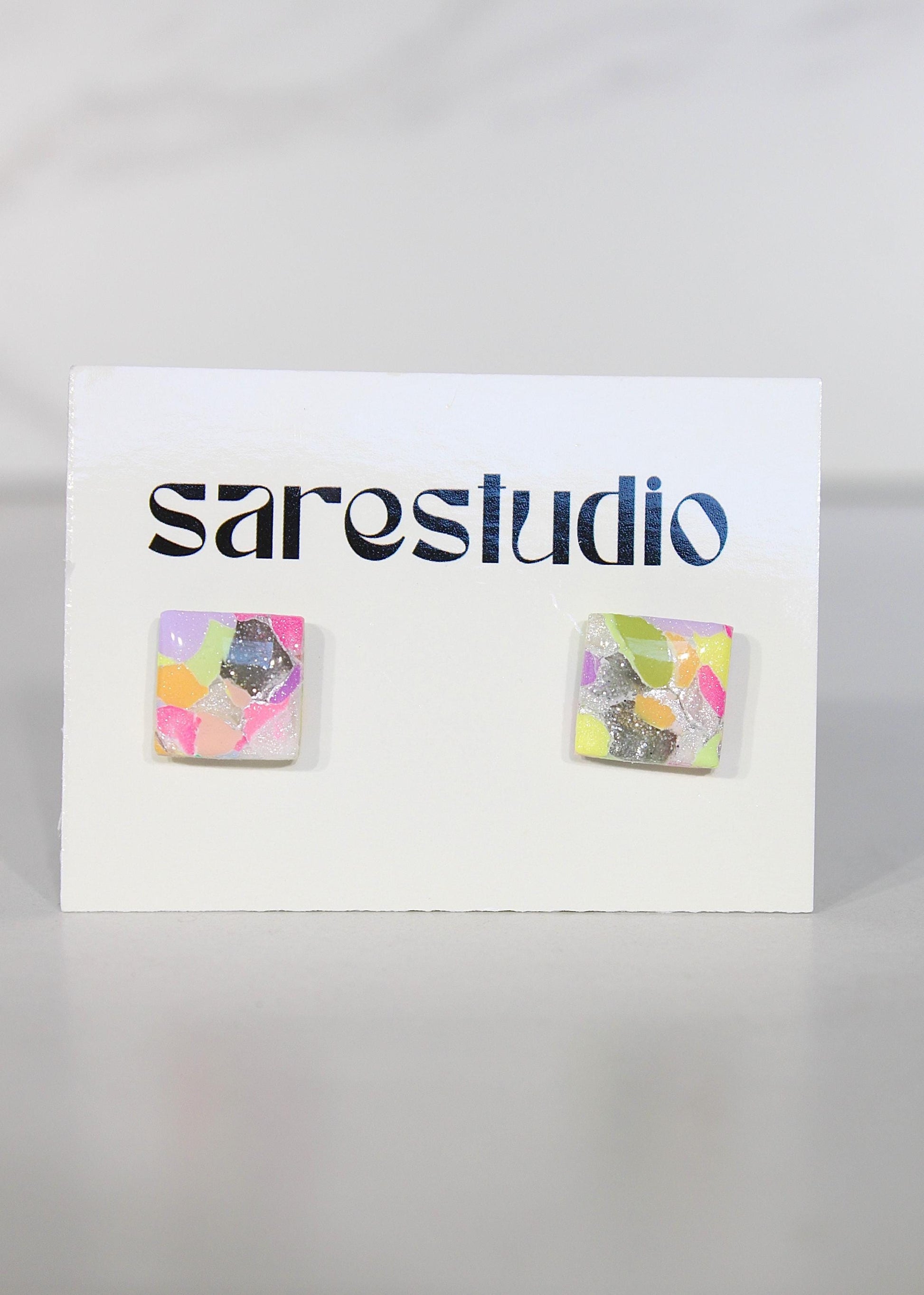 Confetti Marble Clay Stud Earrings – Lightweight Dainty Jewelry, Everyday Fun