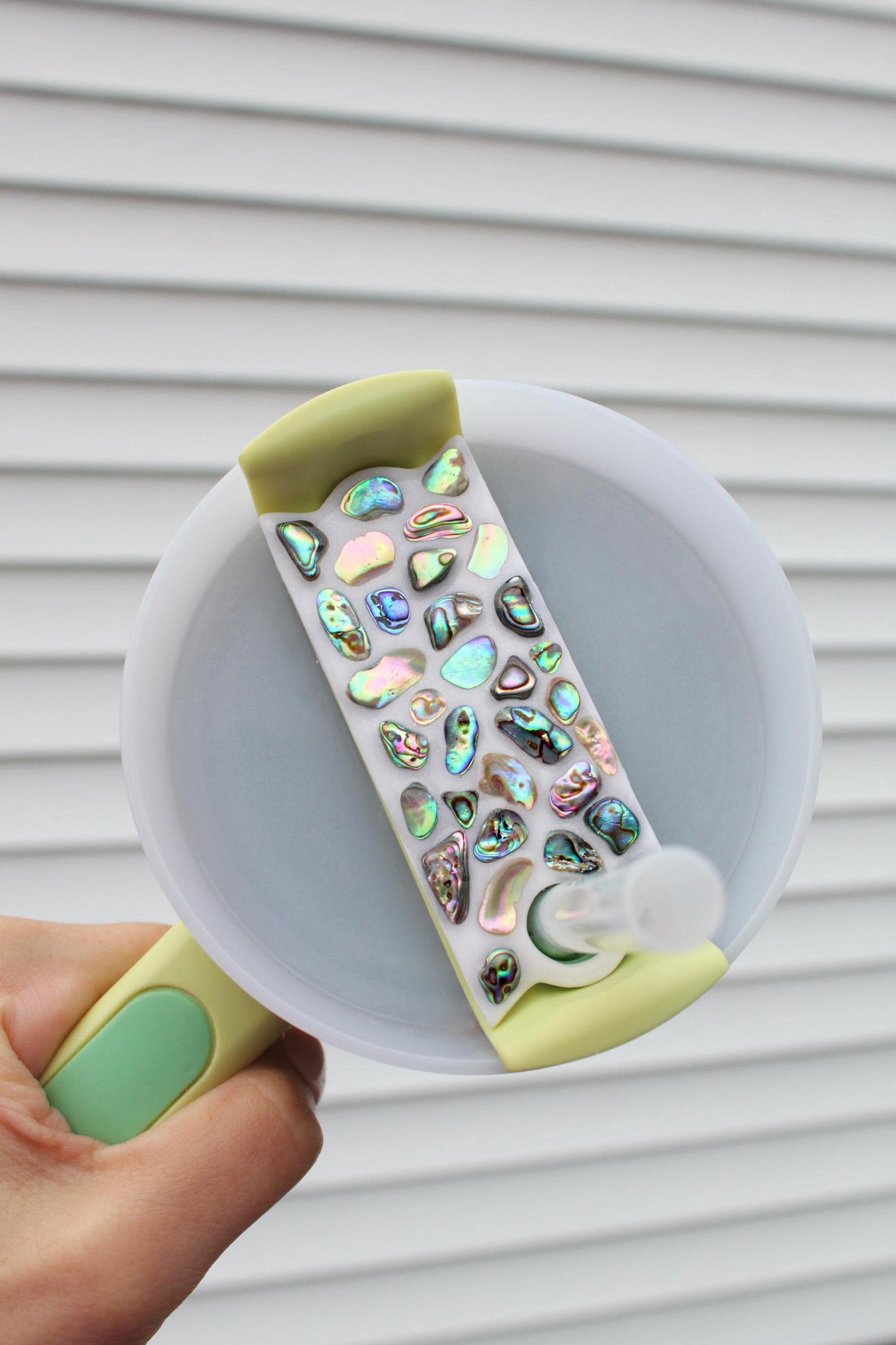 Abalone Shell Stanley Topper for H2.0 Lids - Iridescent Mosaic Tumbler Accessory