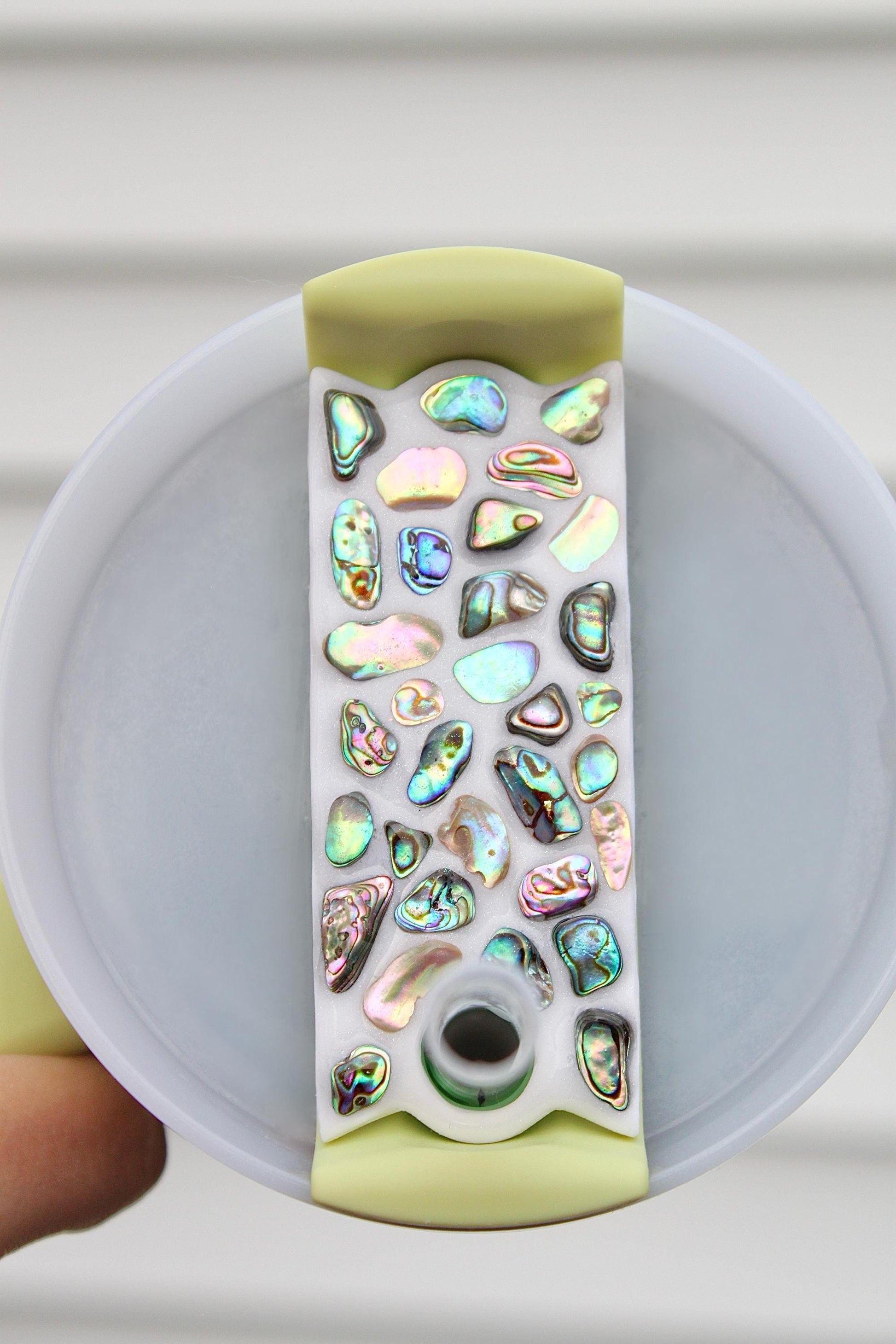Abalone Shell Stanley Topper for H2.0 Lids - Iridescent Mosaic Tumbler Accessory