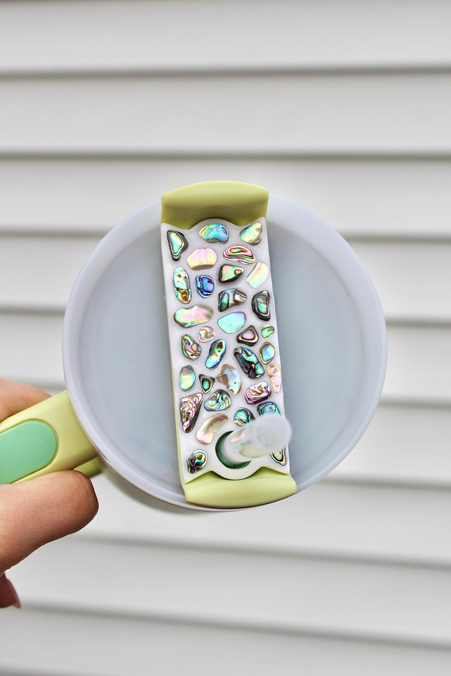 Abalone Shell Stanley Topper for H2.0 Lids - Iridescent Mosaic Tumbler Accessory