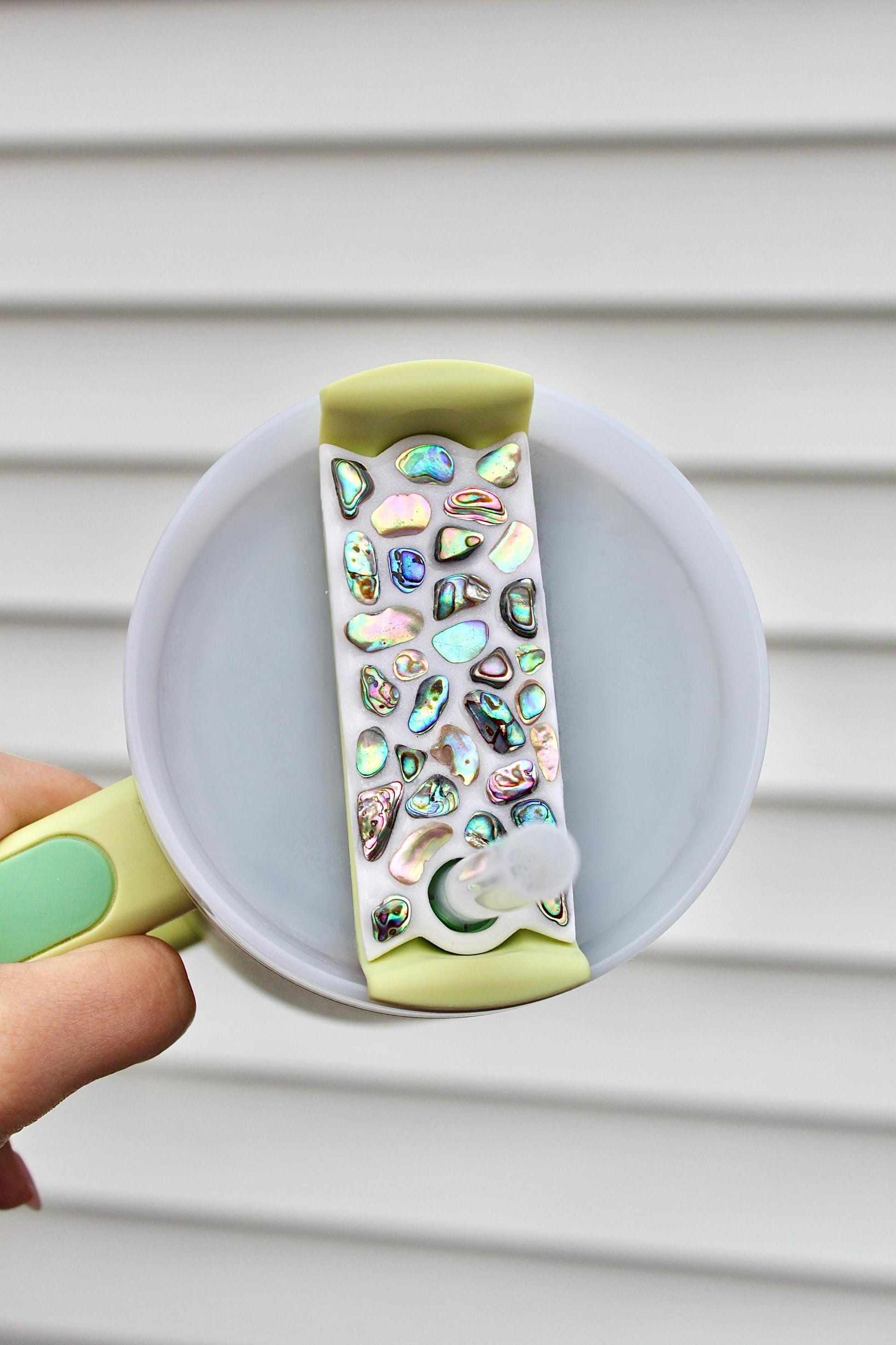 Abalone Shell Stanley Topper for H2.0 Lids - Iridescent Mosaic Tumbler Accessory