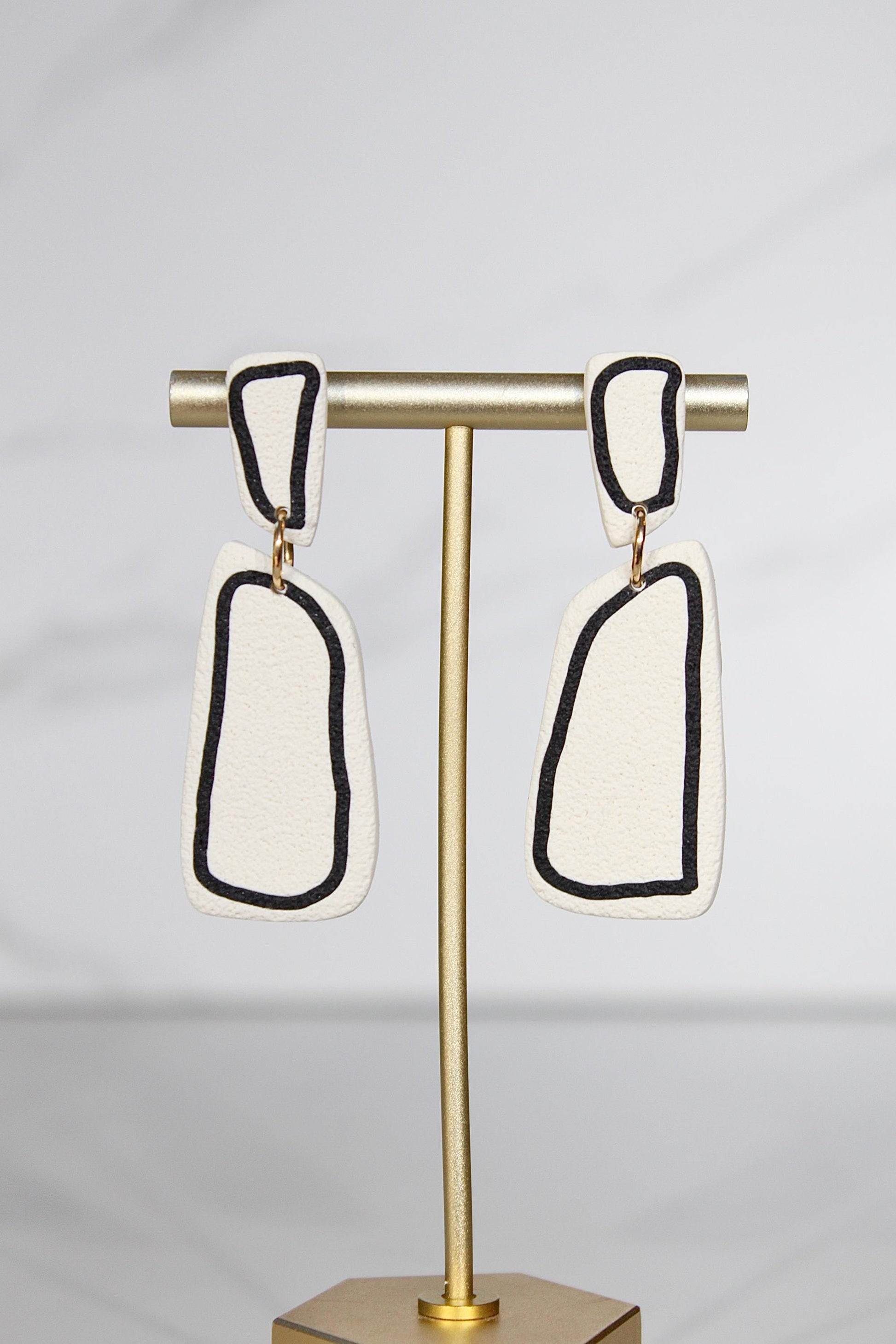 Clay Dangle Earrings - Geometric Modern Design, Handmade Lightweight Hypoallergenic Polymer Jewelry, Statement Accessory Multiple Colors