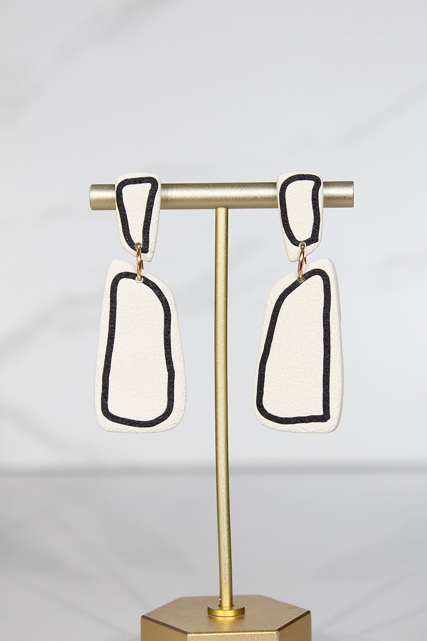 Clay Dangle Earrings - Geometric Modern Design, Handmade Lightweight Hypoallergenic Polymer Jewelry, Statement Accessory Multiple Colors