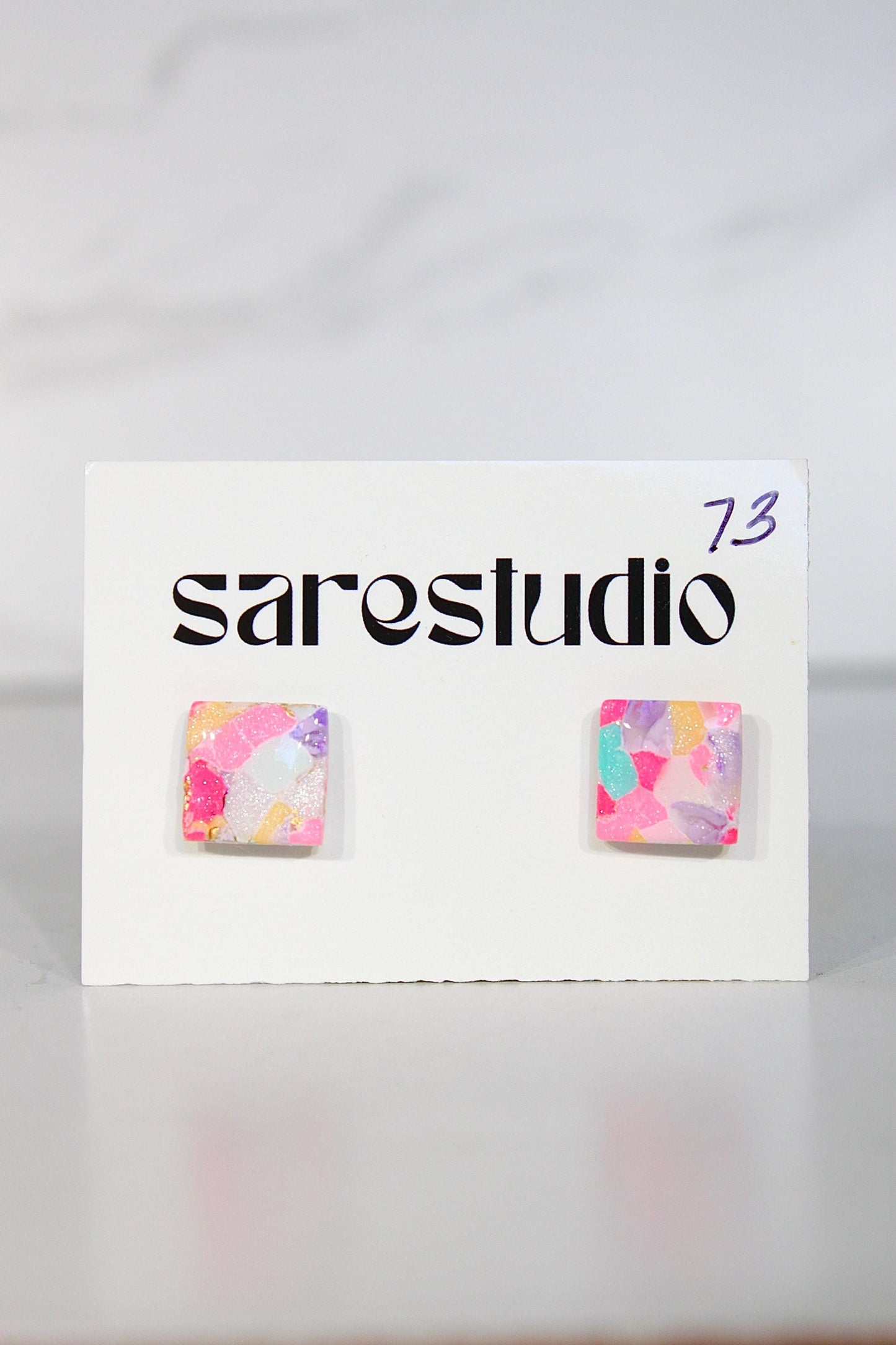 Confetti Marble Clay Stud Earrings – Lightweight Dainty Jewelry, Everyday Fun