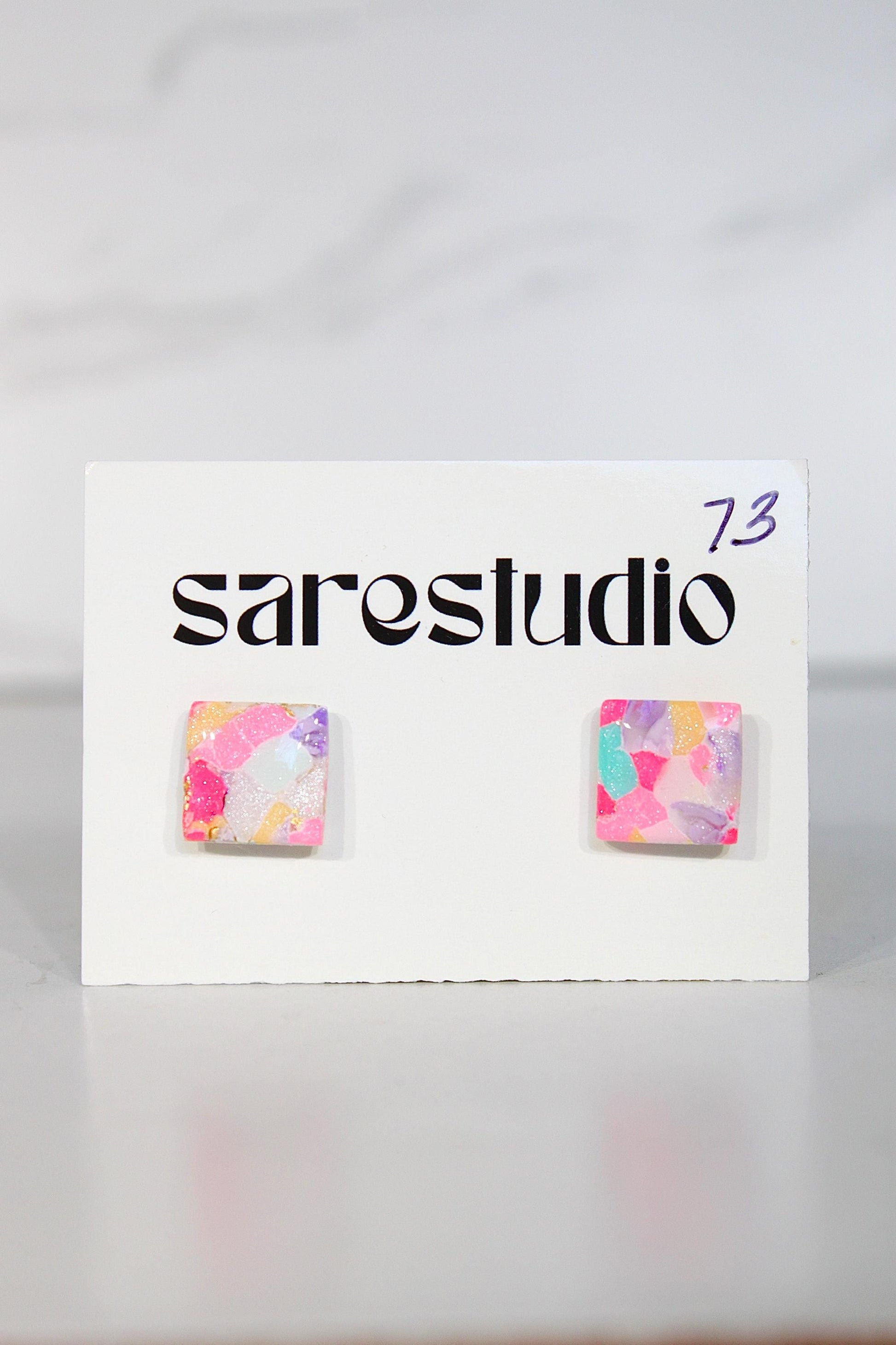 Confetti Marble Clay Stud Earrings – Lightweight Dainty Jewelry, Everyday Fun