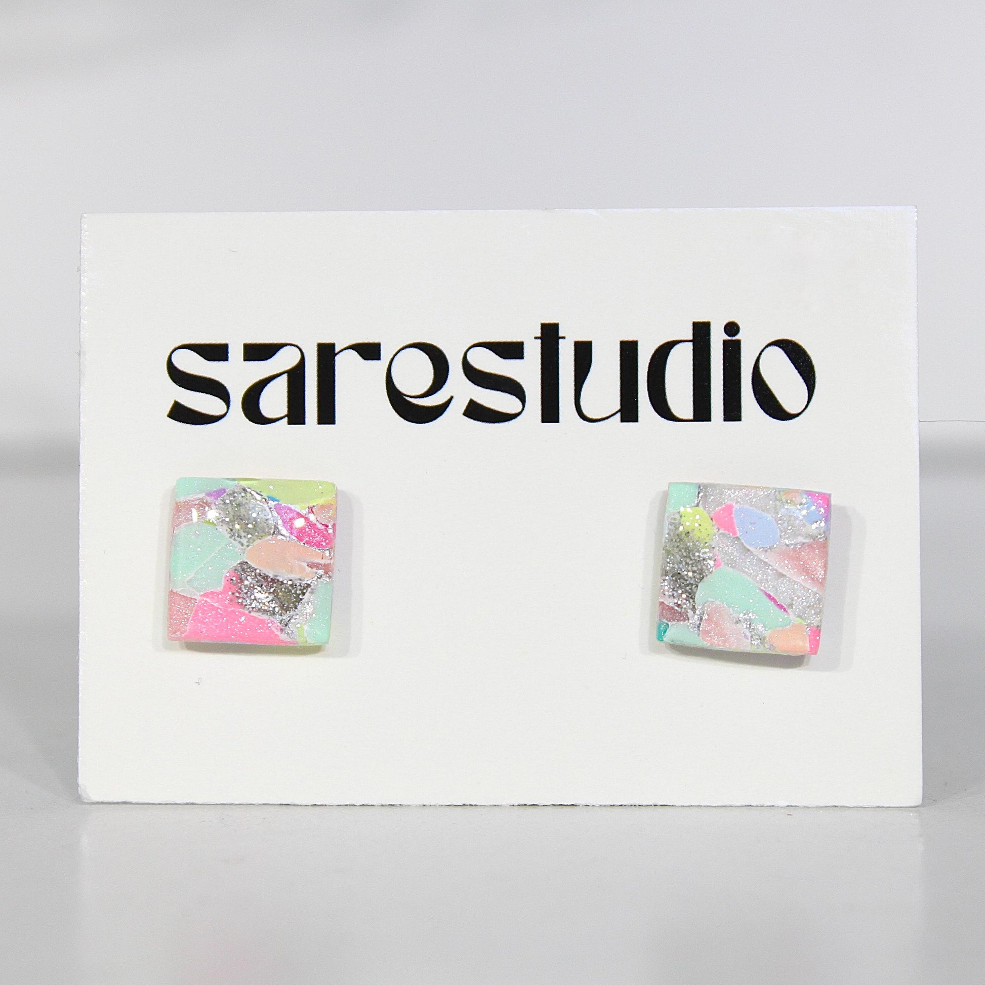 Confetti Marble Clay Stud Earrings – Lightweight Dainty Jewelry, Everyday Fun