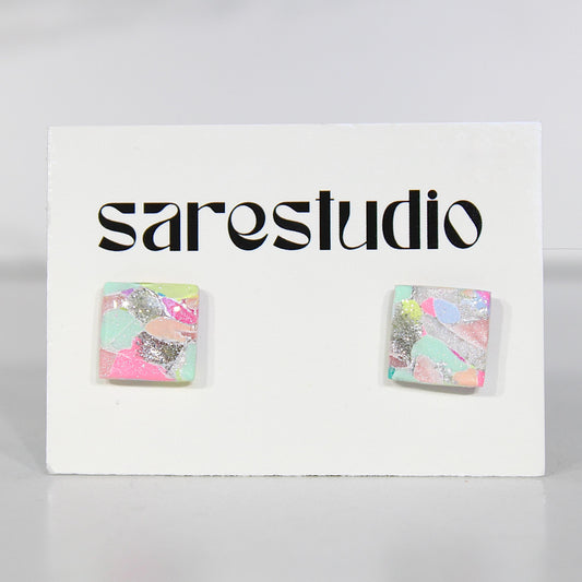 Confetti Marble Clay Stud Earrings – Lightweight Dainty Jewelry, Everyday Fun