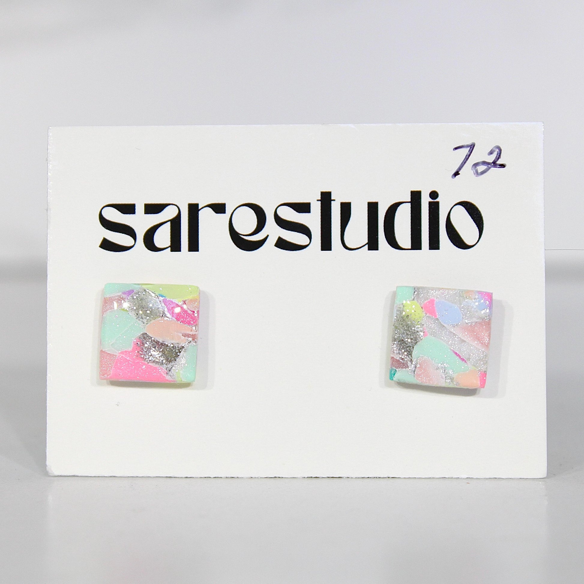 Confetti Marble Clay Stud Earrings – Lightweight Dainty Jewelry, Everyday Fun