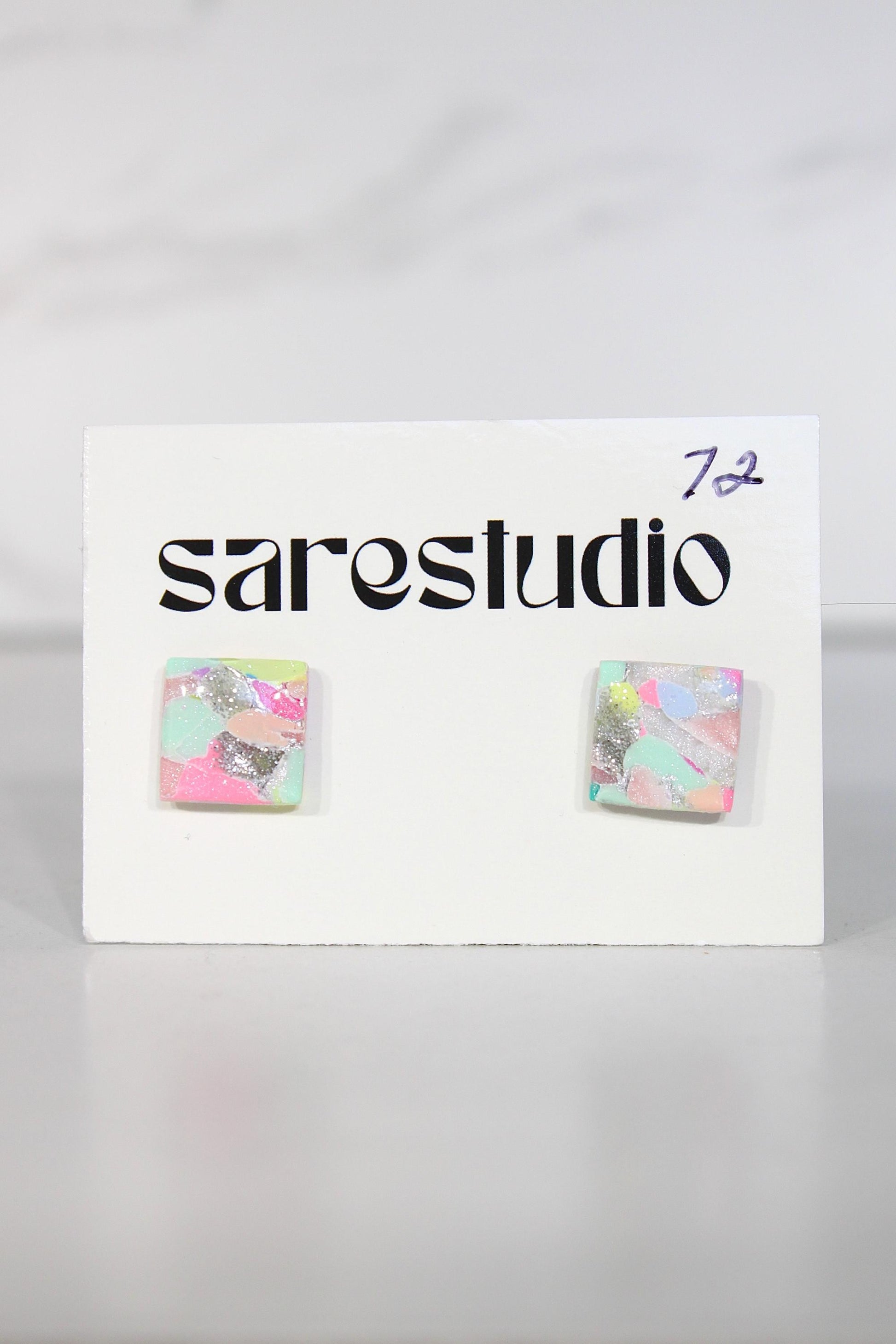 Confetti Marble Clay Stud Earrings – Lightweight Dainty Jewelry, Everyday Fun