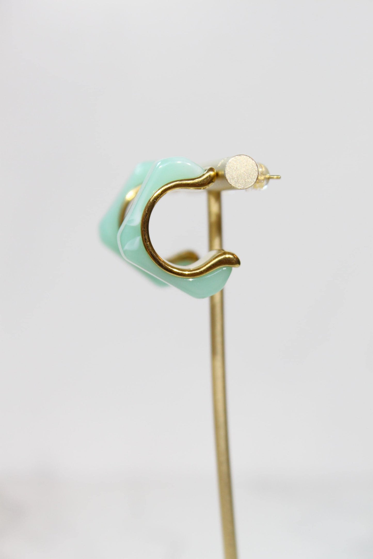 Mint Geometric Hoop Earrings | Chunky Magenta Resin Hoops