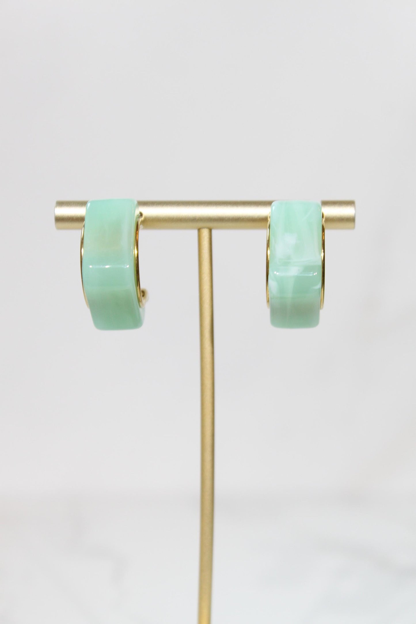 Mint Geometric Hoop Earrings | Chunky Magenta Resin Hoops