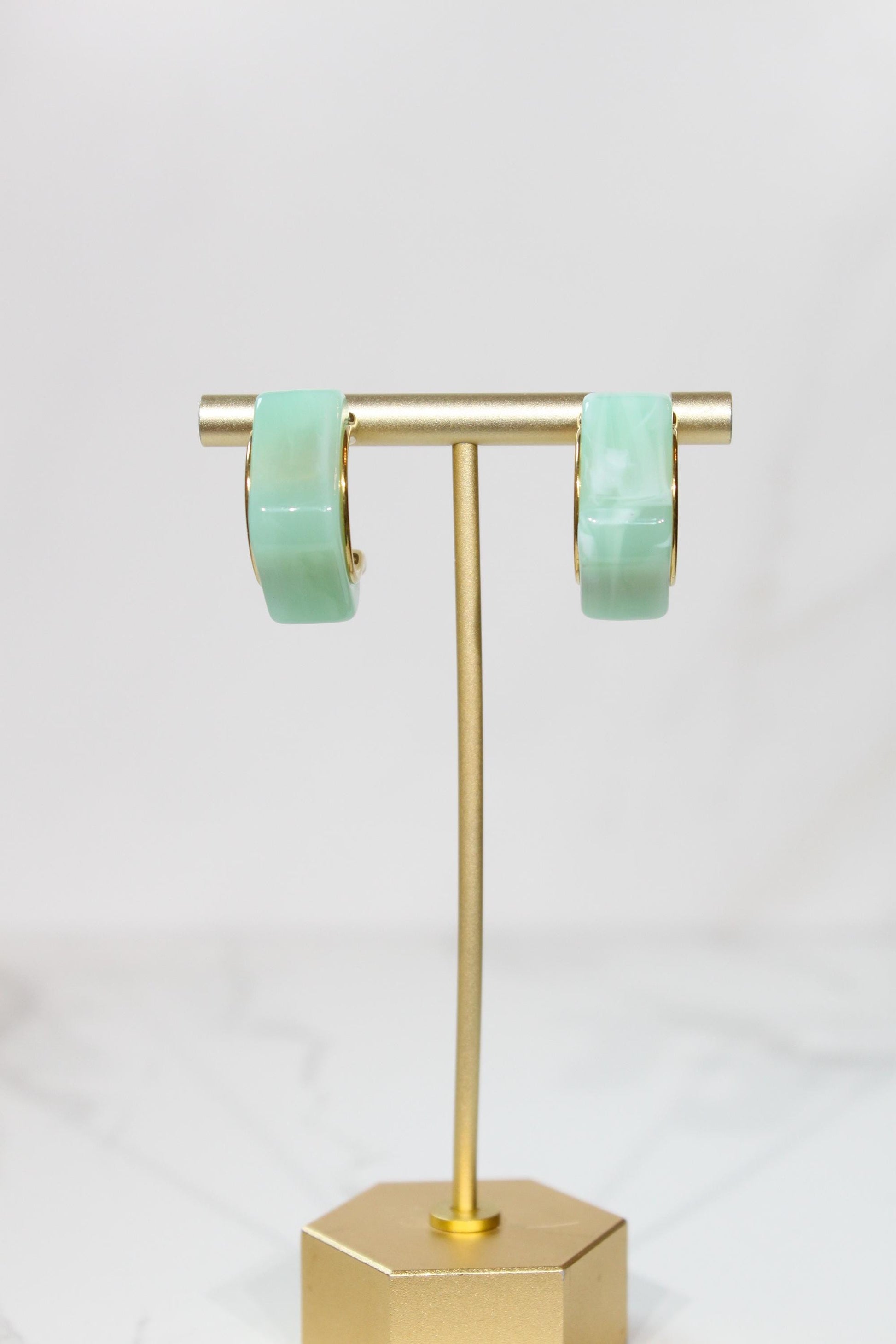 Mint Geometric Hoop Earrings | Chunky Magenta Resin Hoops