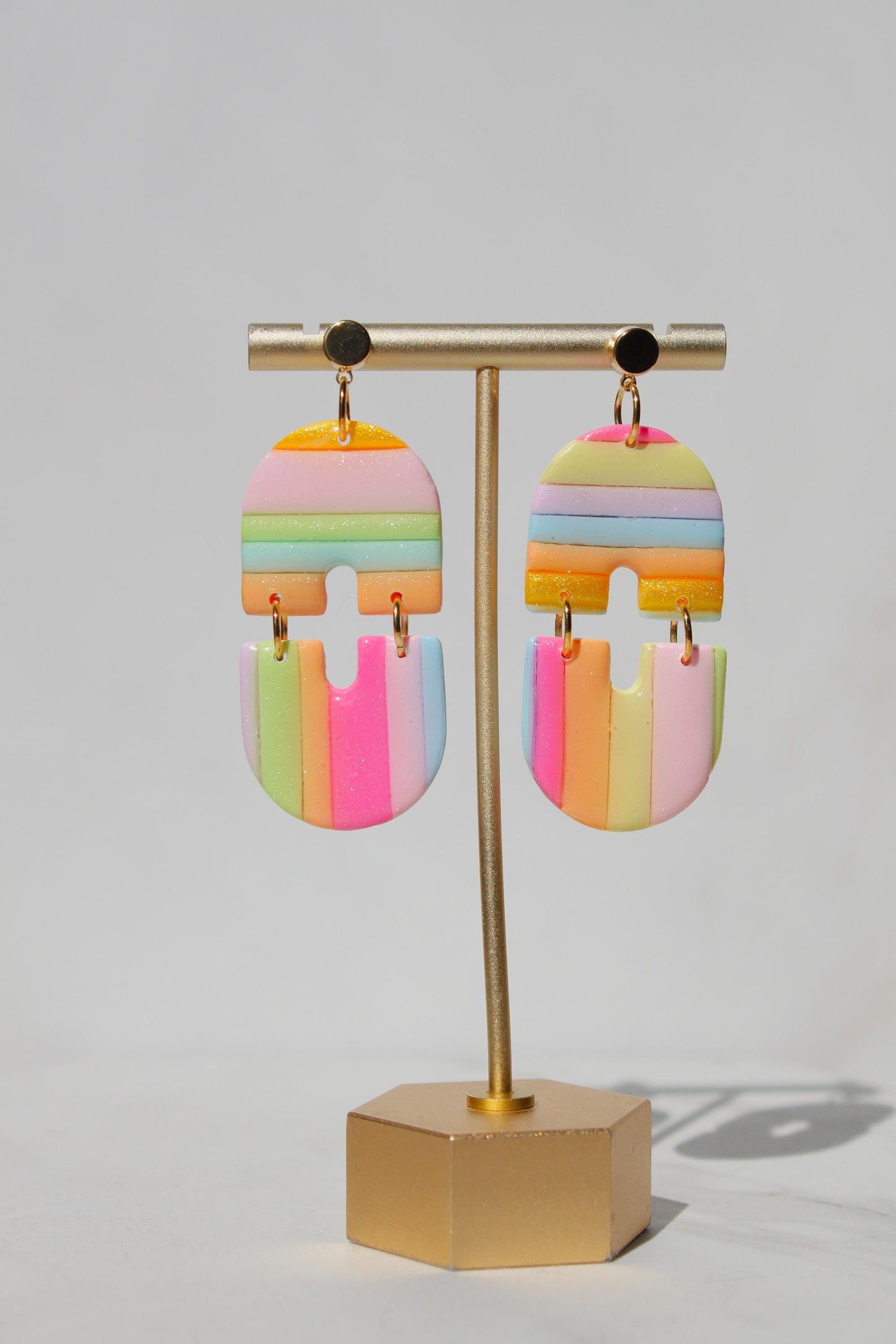 Pastel Geometric Polymer Clay Earrings | Color Block Statement Dangle Earrings | Lightweight Modern Handmade Jewelry | Gift for Her