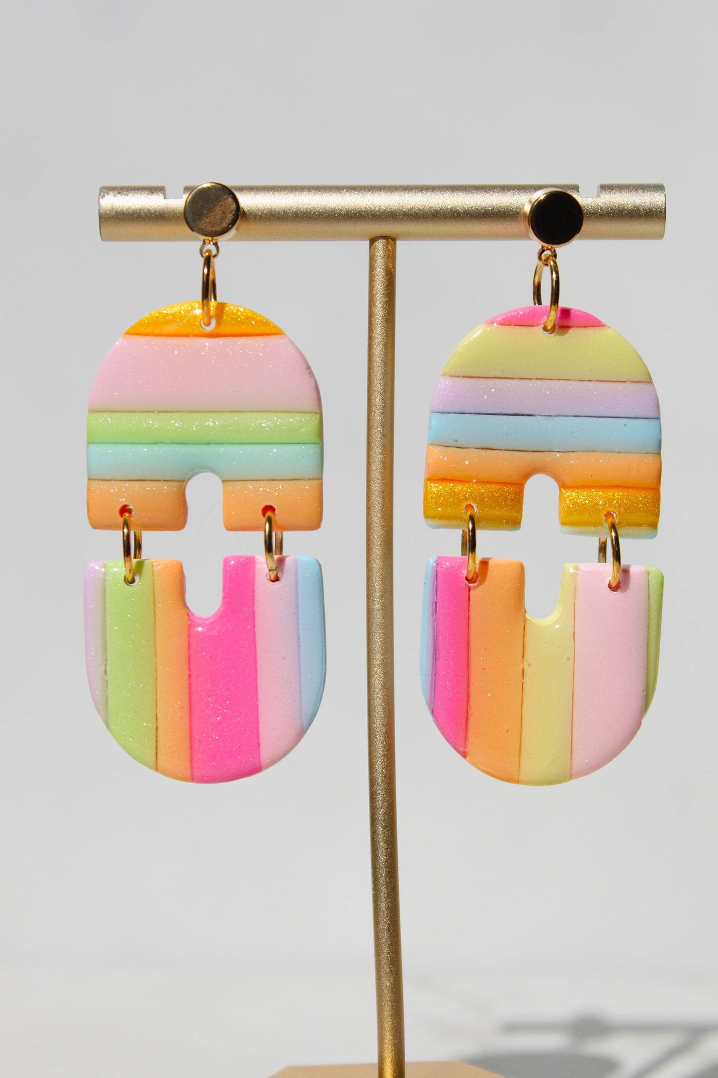 Pastel Geometric Polymer Clay Earrings | Color Block Statement Dangle Earrings | Lightweight Modern Handmade Jewelry | Gift for Her