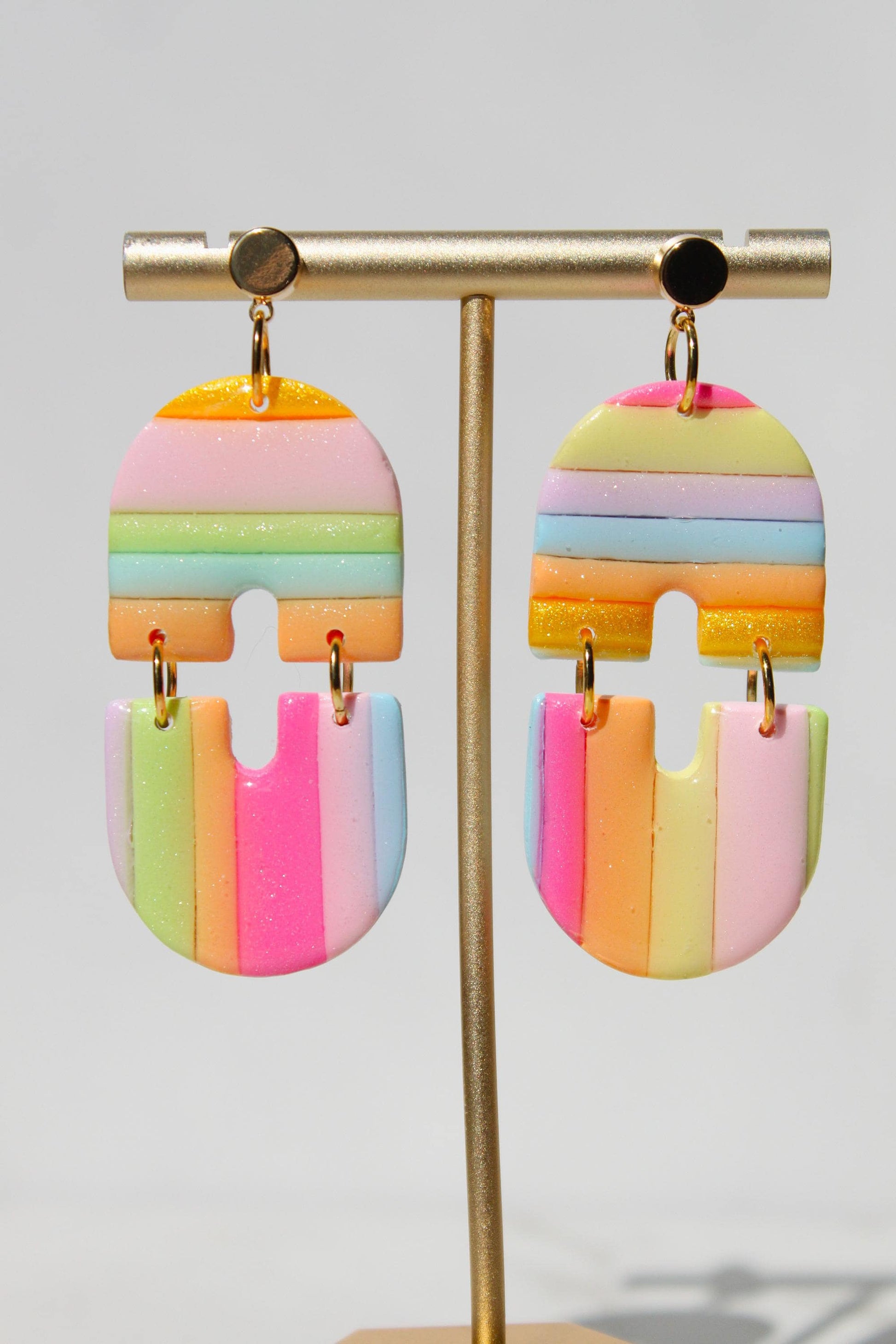 Pastel Geometric Polymer Clay Earrings | Color Block Statement Dangle Earrings | Lightweight Modern Handmade Jewelry | Gift for Her