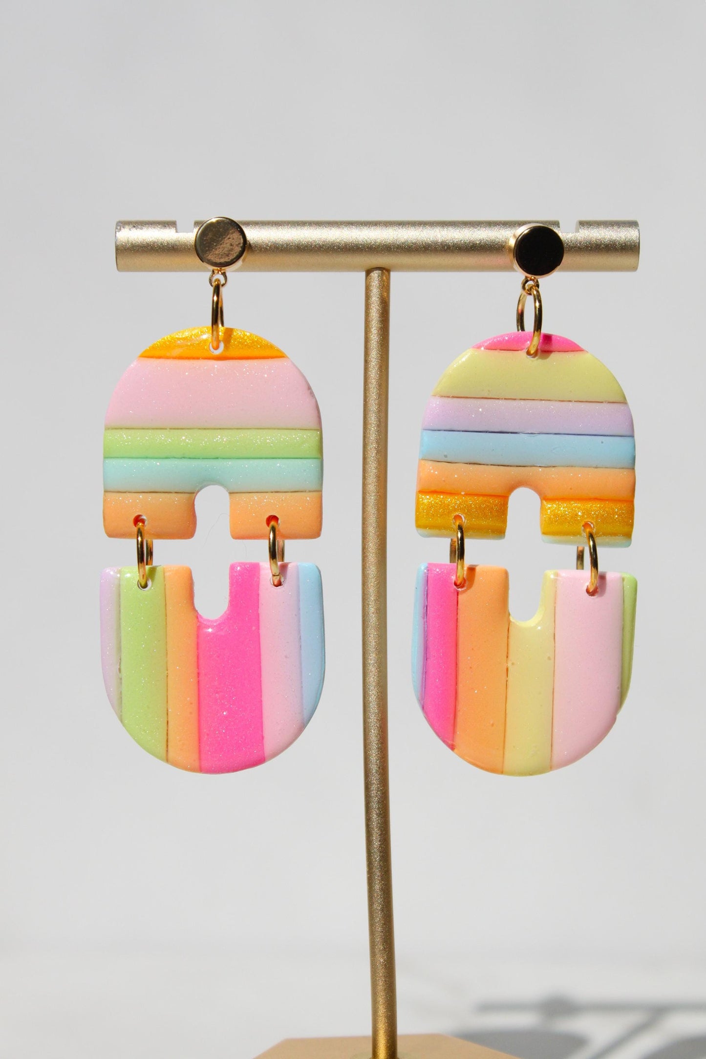 Pastel Geometric Polymer Clay Earrings | Color Block Statement Dangle Earrings | Lightweight Modern Handmade Jewelry | Gift for Her