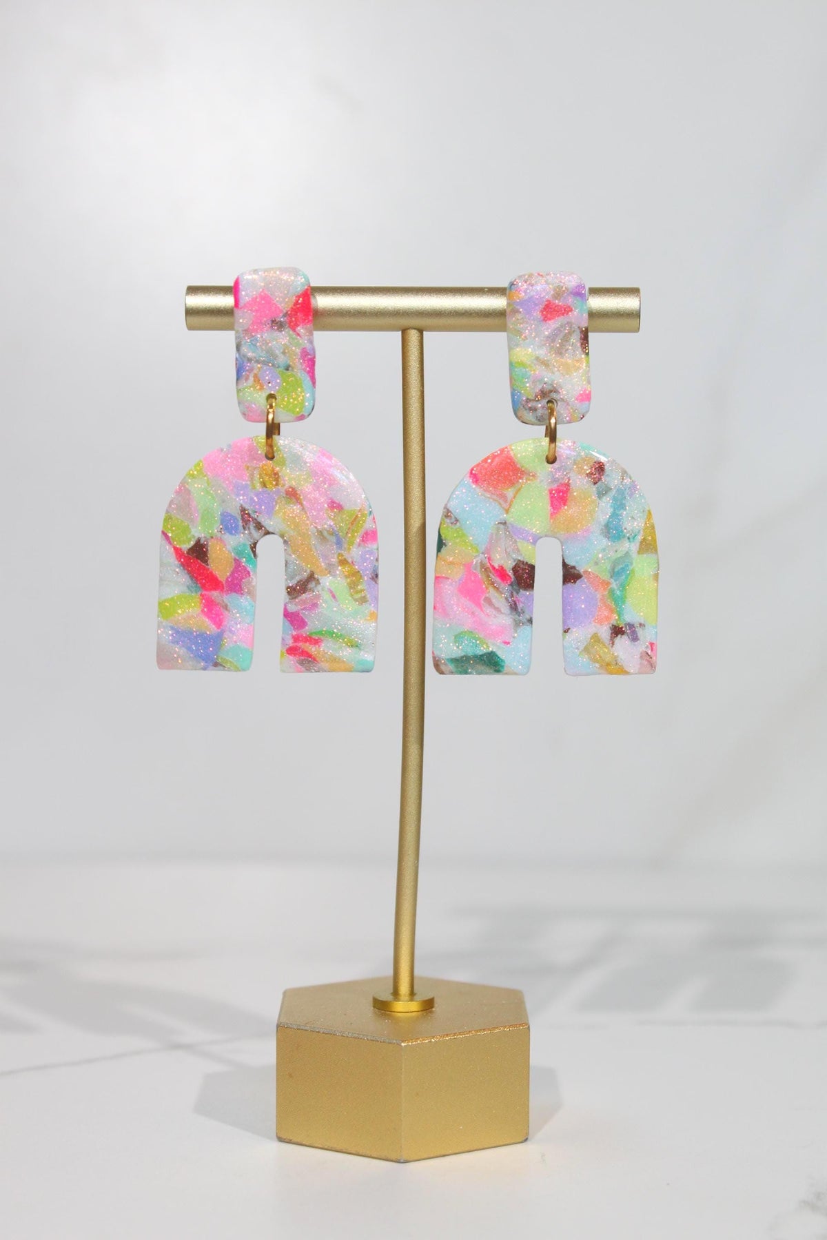 Multi-Color Glitter Marble Arch Earrings