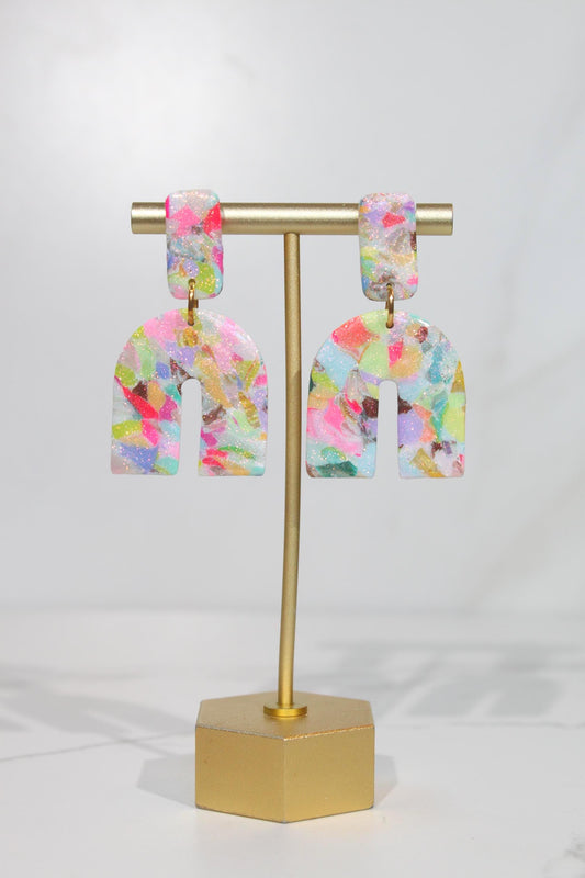 Multi-Color Glitter Marble Arch Earrings