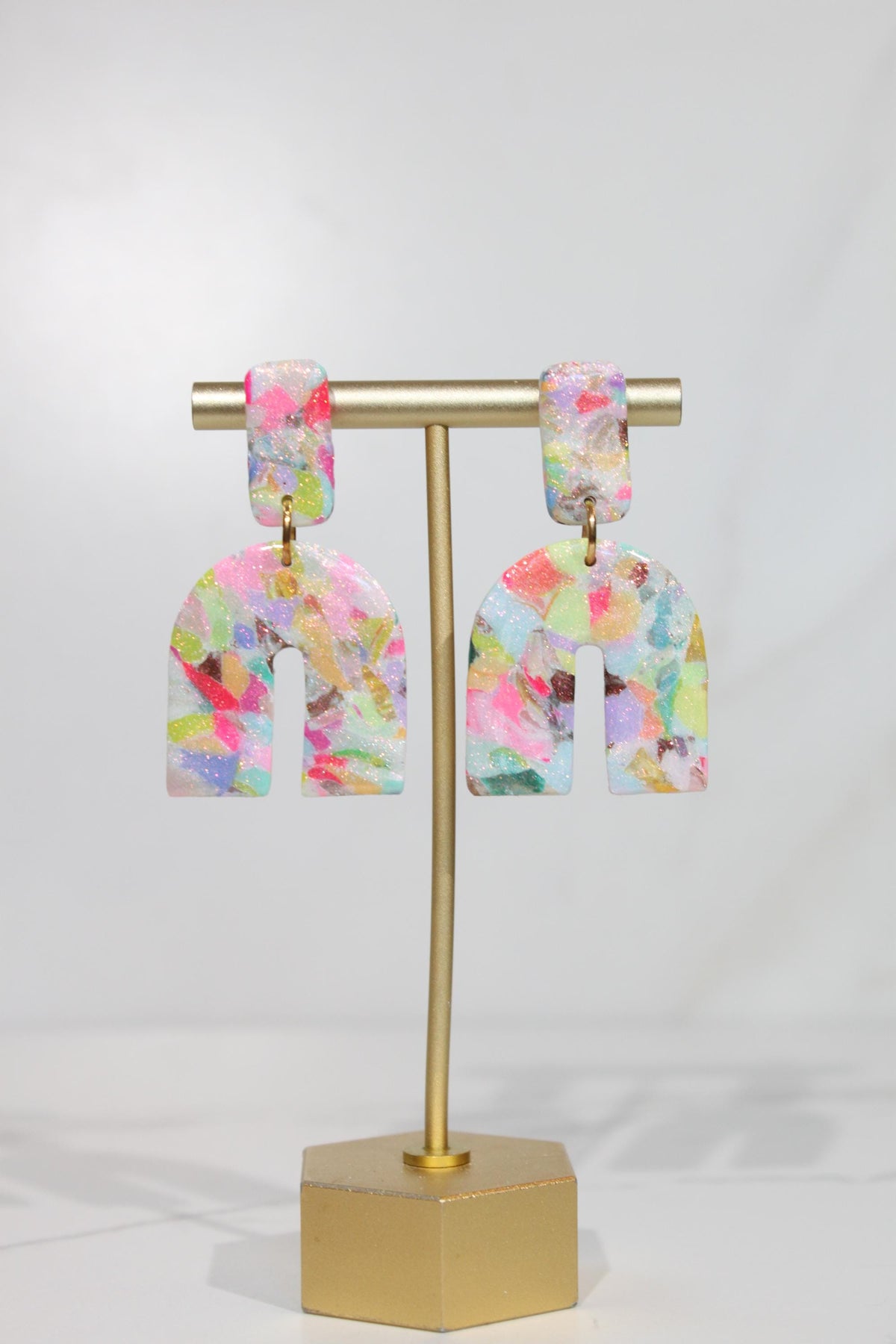 Multi-Color Glitter Marble Arch Earrings