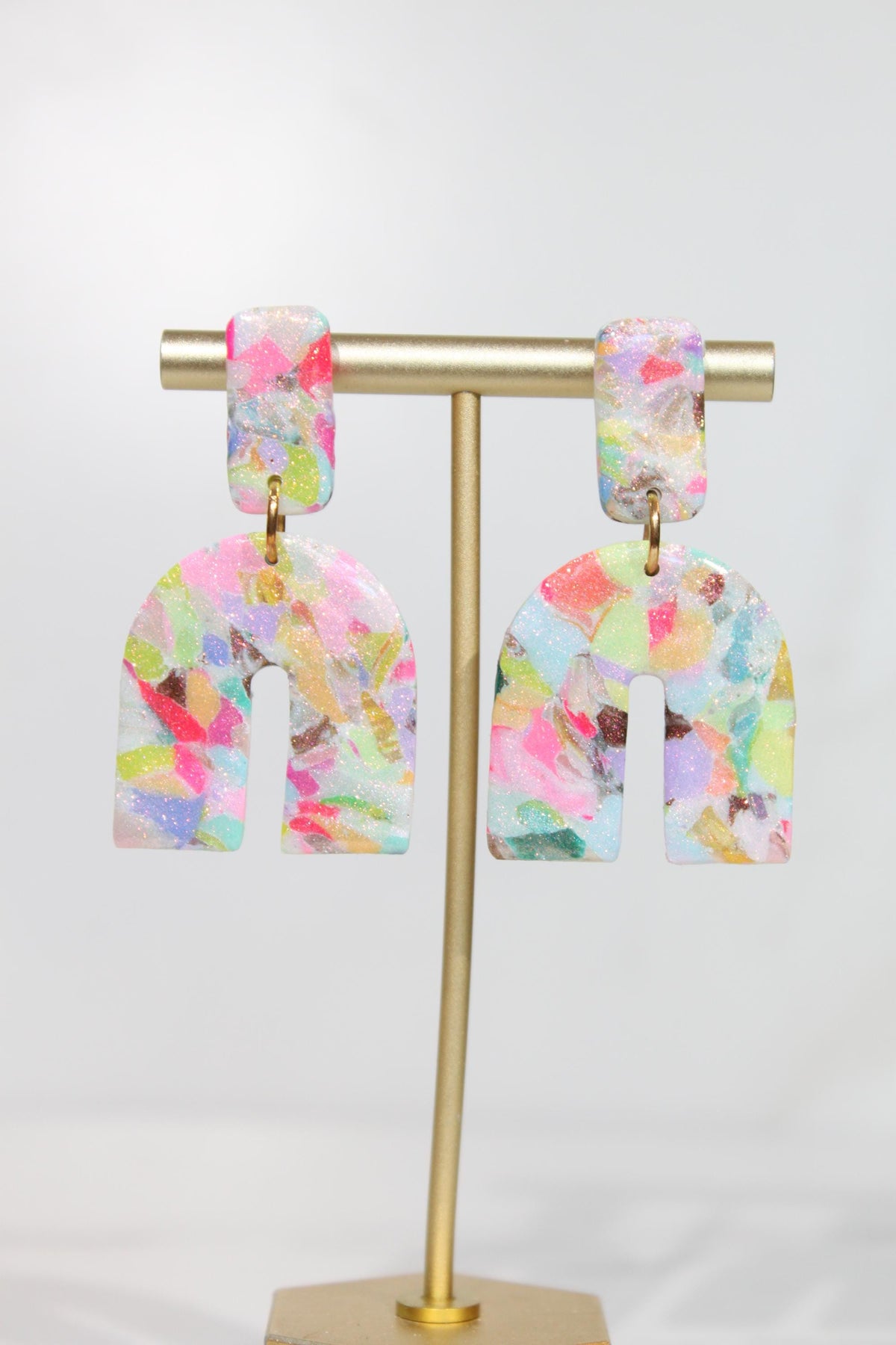 Multi-Color Glitter Marble Arch Earrings