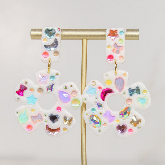 Rhinestone Flower Earrings