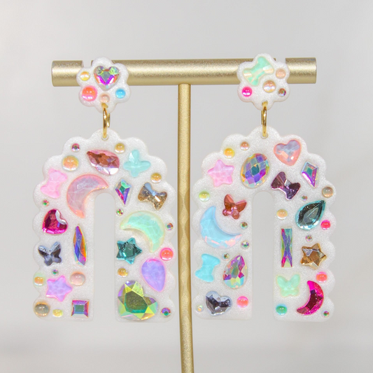Colorful Rhinestone Arch Earrings