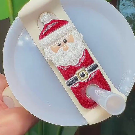 Santa Claus Stanley Topper - Christmas Straw Topper for 30oz 40oz Tumblers