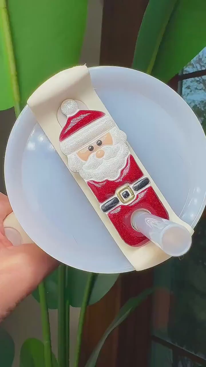 Santa Claus Stanley Topper - Christmas Straw Topper for 30oz 40oz Tumblers