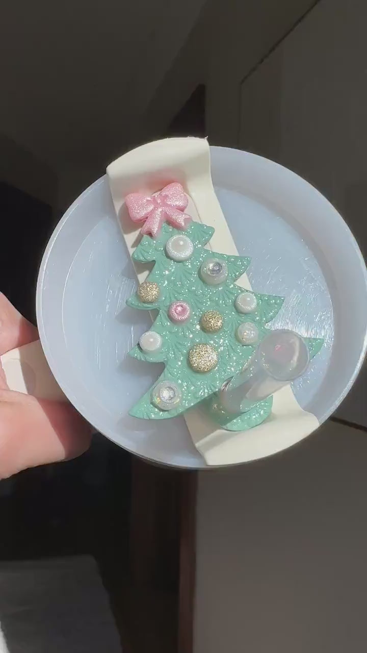 Christmas Tree Stanley Topper - Green Ornament Straw Topper 30oz 40oz Tumbler